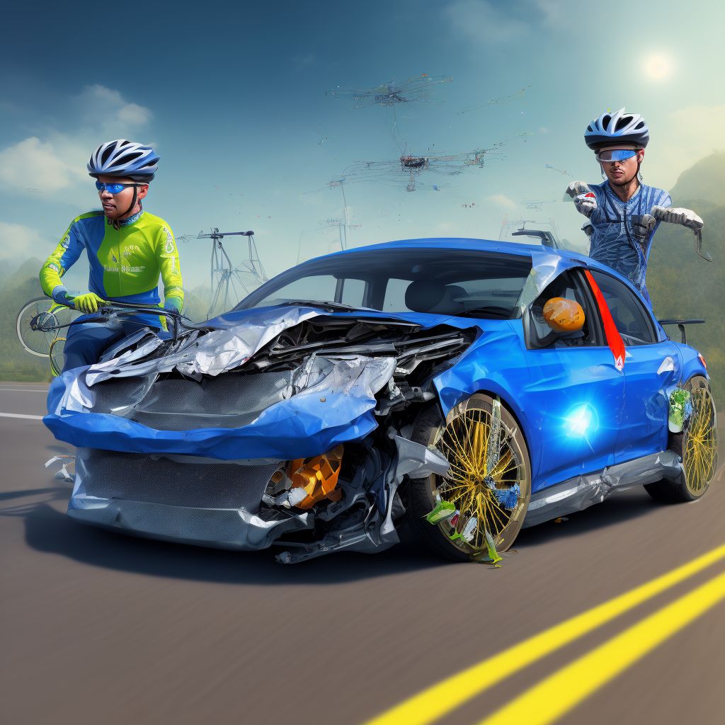 Pedal cyclist (driver) (passenger) injured in unspecified traffic accident, sequela digital illustration