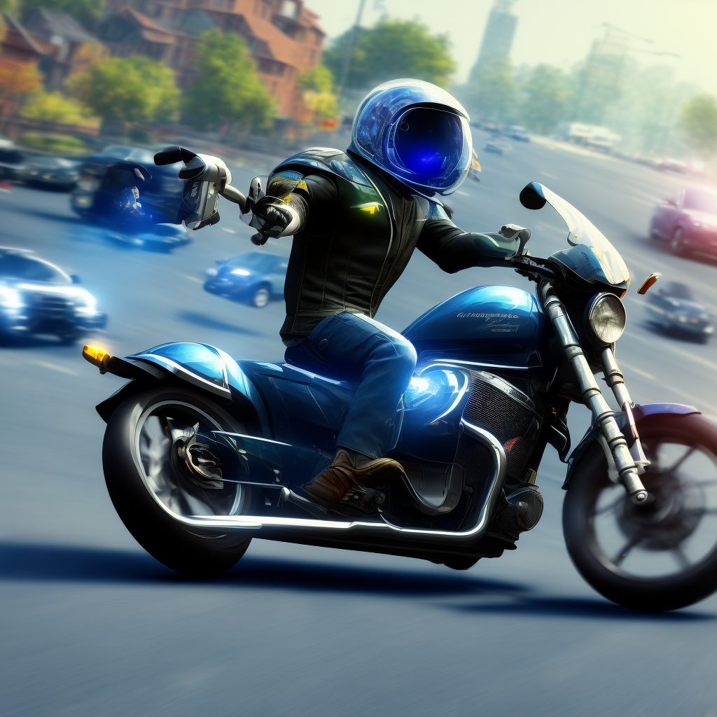 Other motorcycle driver injured in collision with pedestrian or animal in nontraffic accident, initial encounter digital illustration