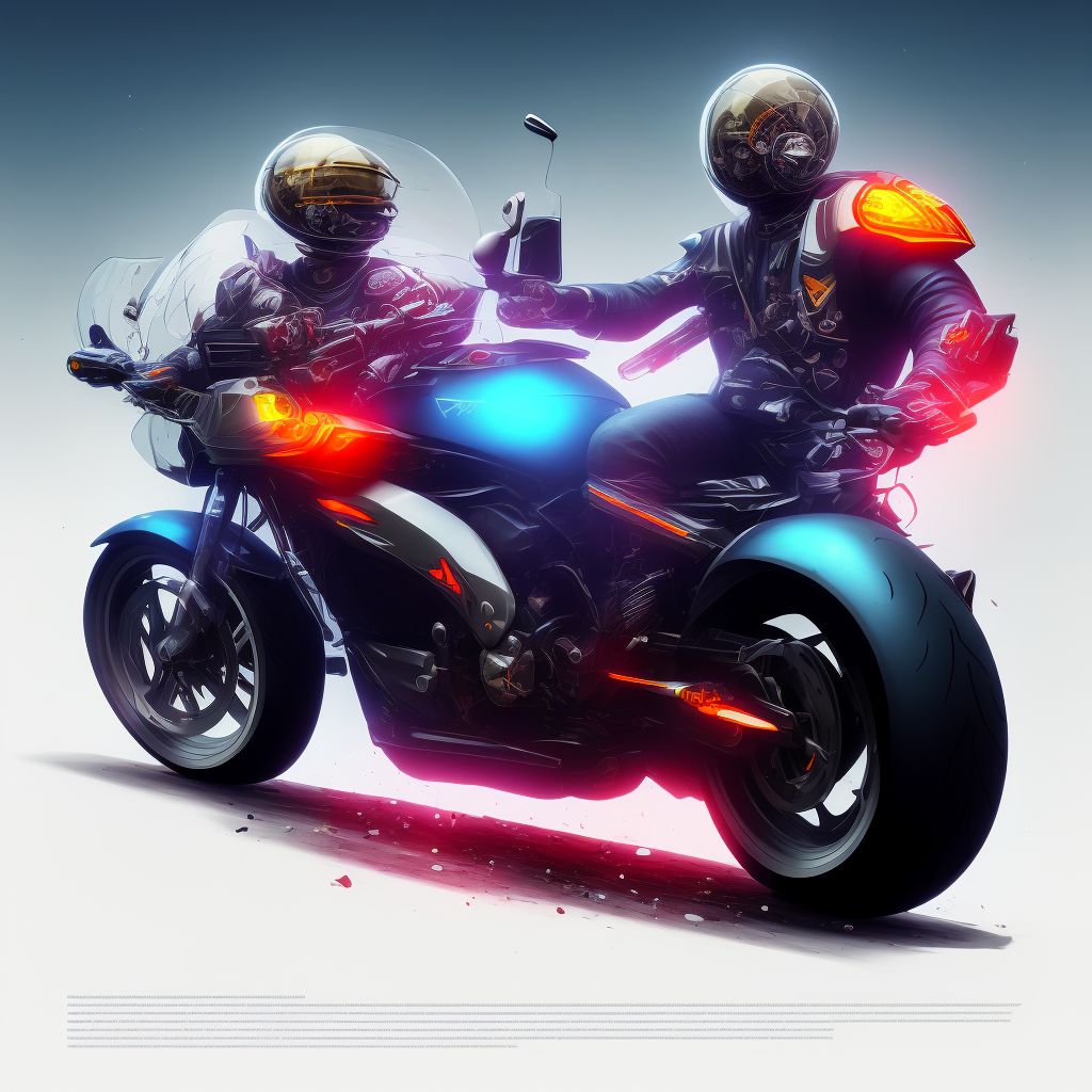 Motorcycle driver injured in collision with pedestrian or animal in nontraffic accident, subsequent encounter digital illustration