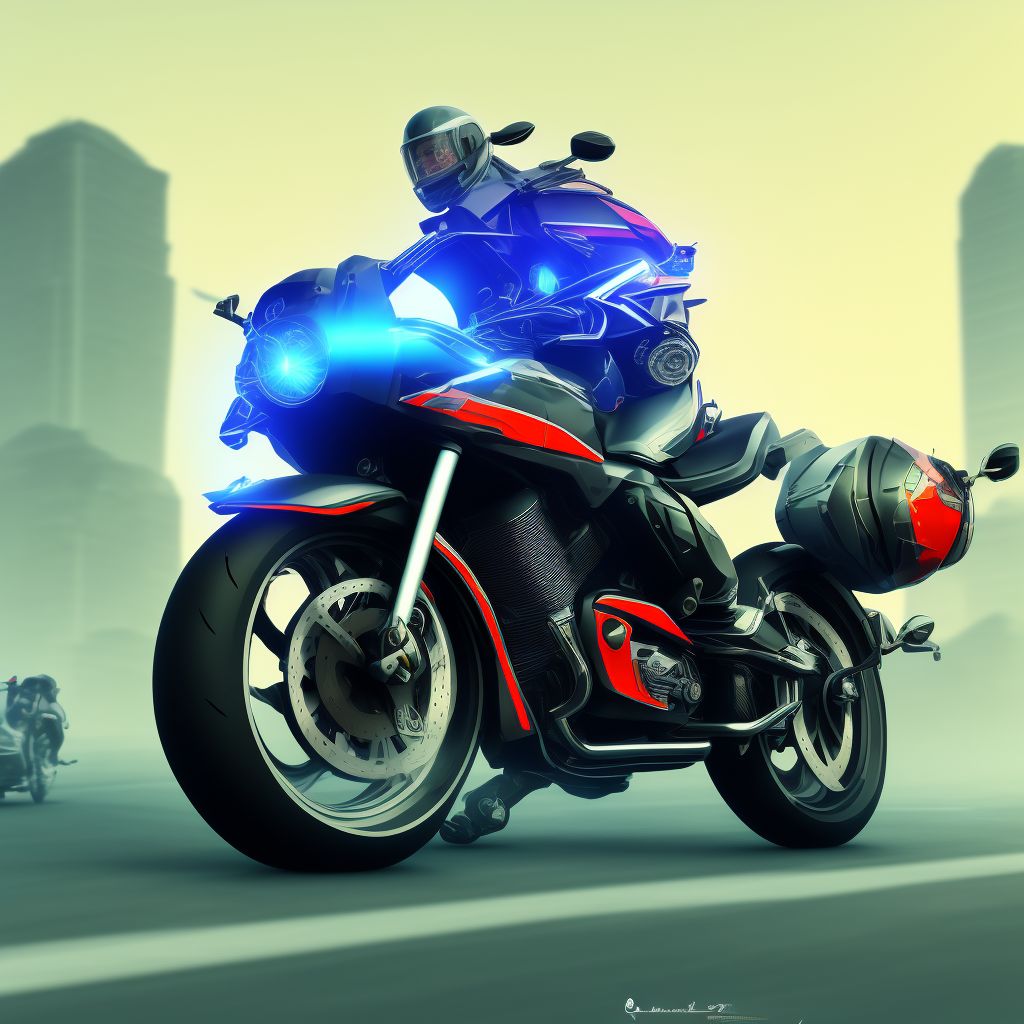 Motorcycle driver injured in collision with pedestrian or animal in nontraffic accident, sequela digital illustration