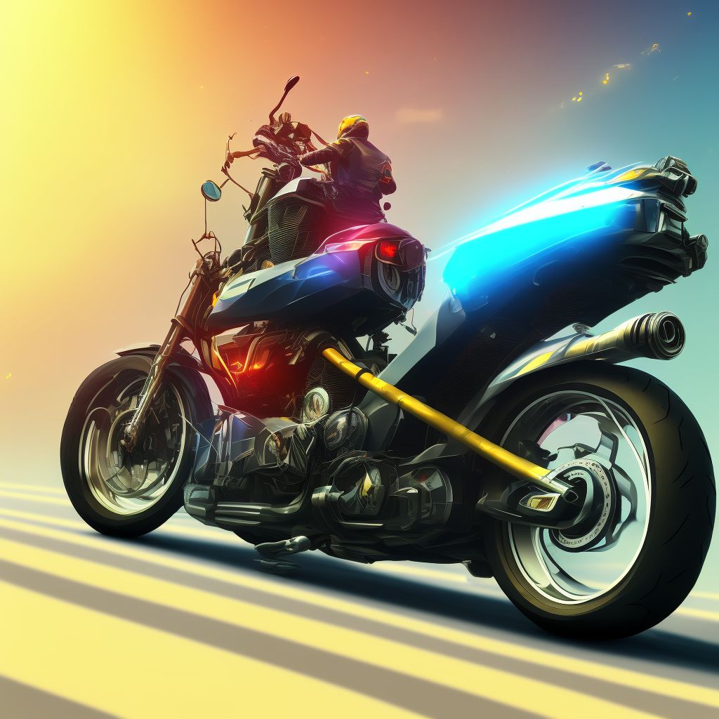 Other motorcycle passenger injured in collision with pedestrian or animal in nontraffic accident, sequela digital illustration