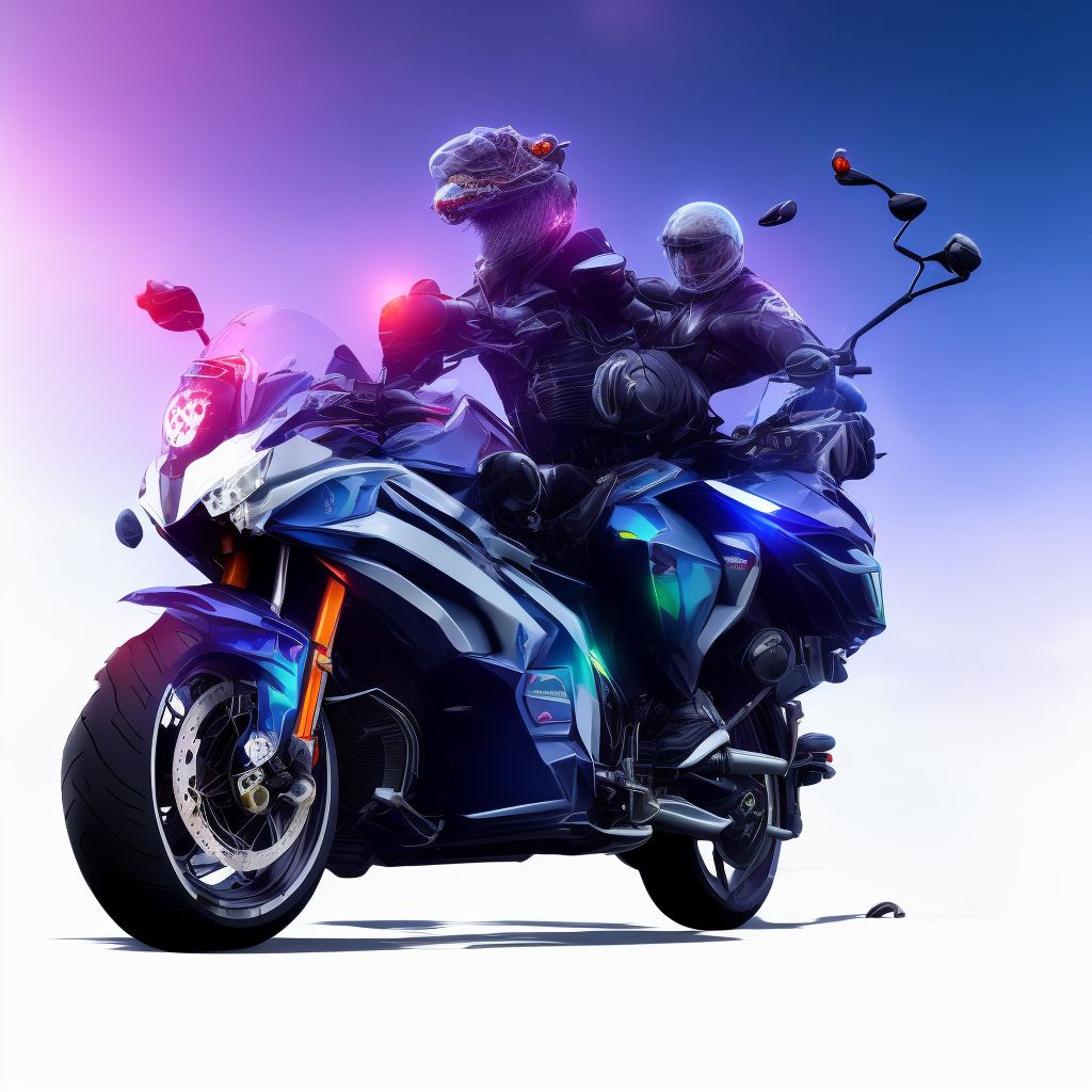 Motorcycle passenger injured in collision with pedestrian or animal in nontraffic accident, sequela digital illustration