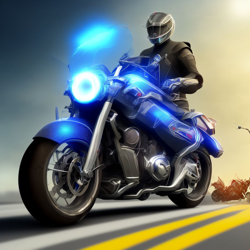 Unspecified rider of other motorcycle injured in collision with pedestrian or animal in nontraffic accident, initial encounter digital illustration