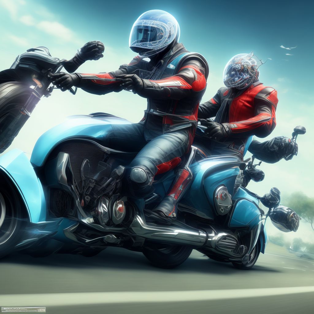 Unspecified rider of other motorcycle injured in collision with pedestrian or animal in nontraffic accident, subsequent encounter digital illustration