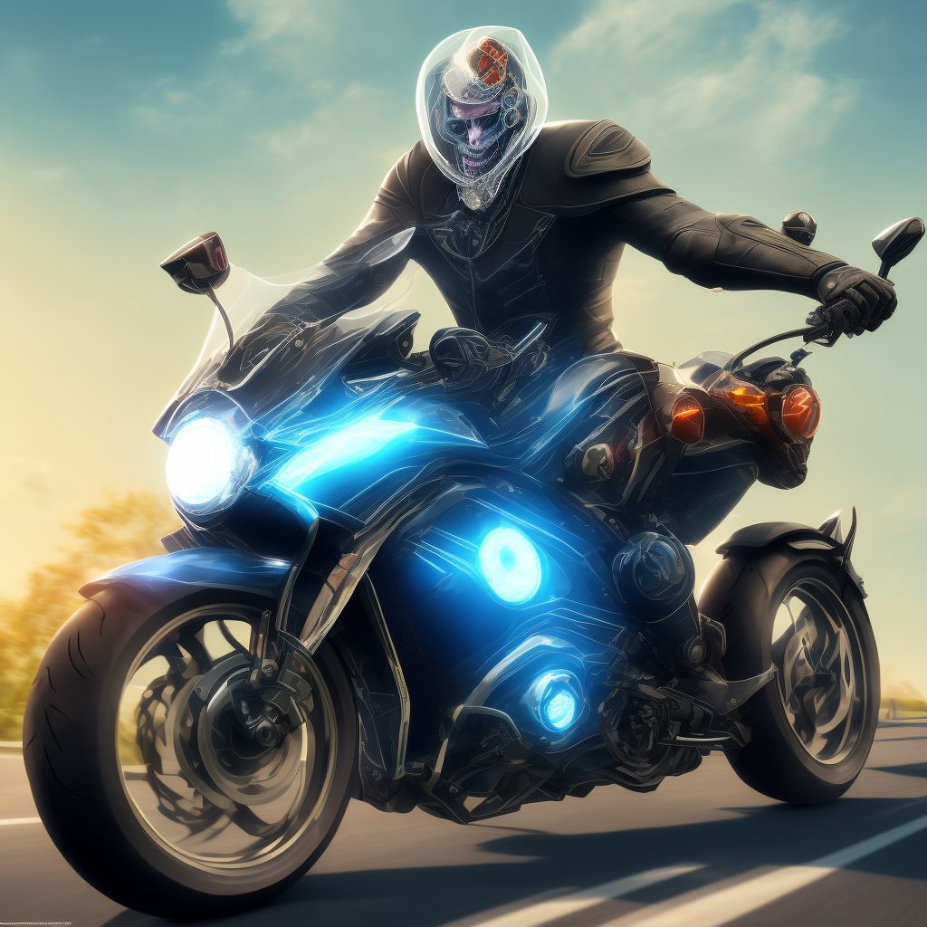 Unspecified rider of other motorcycle injured in collision with pedestrian or animal in nontraffic accident, sequela digital illustration