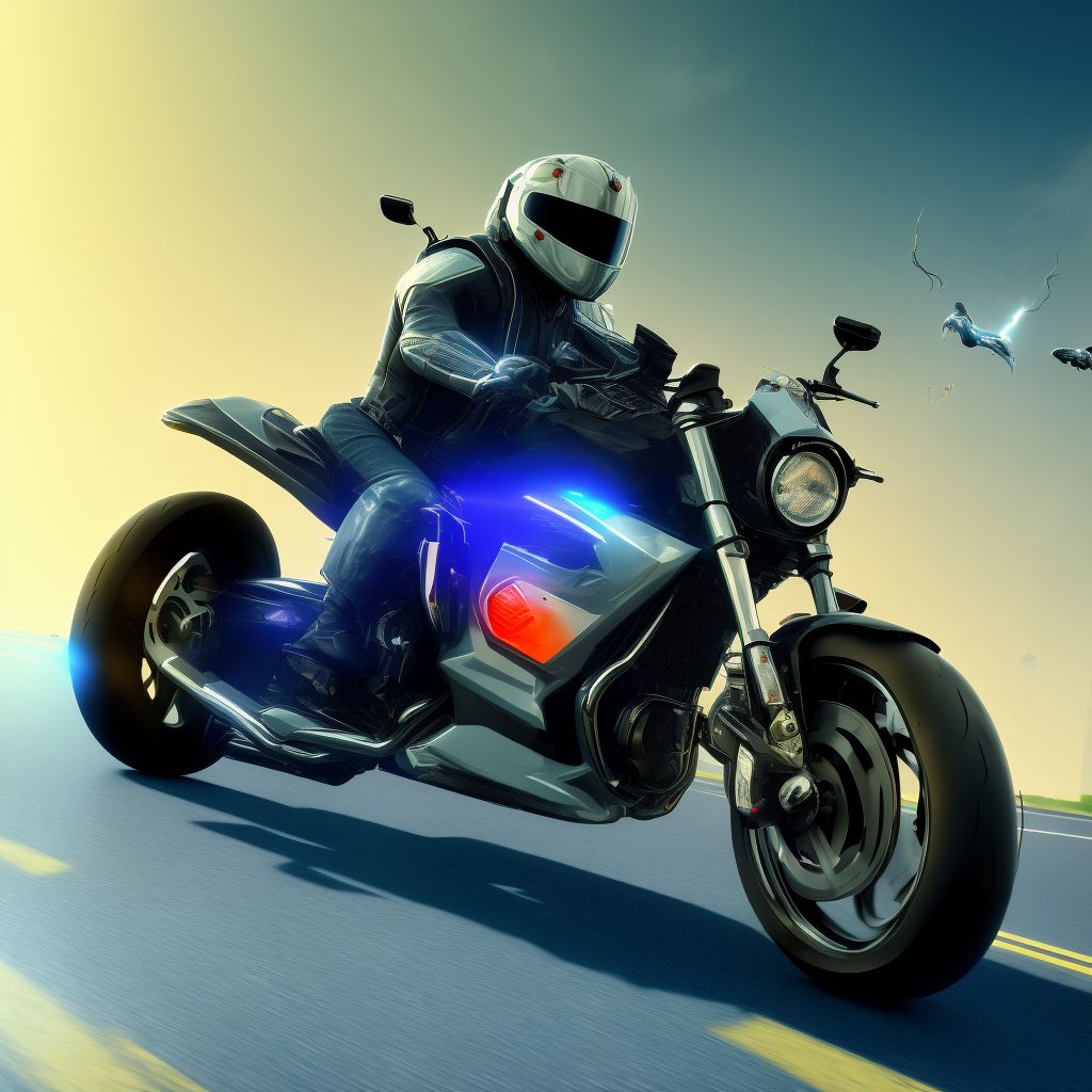 Unspecified motorcycle rider injured in collision with pedestrian or animal in nontraffic accident, initial encounter digital illustration