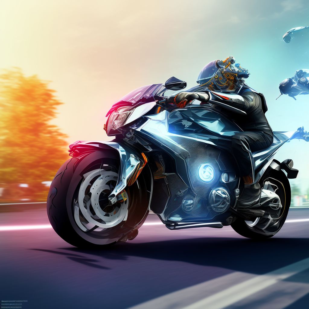 Other motorcycle driver injured in collision with pedestrian or animal in traffic accident, sequela digital illustration