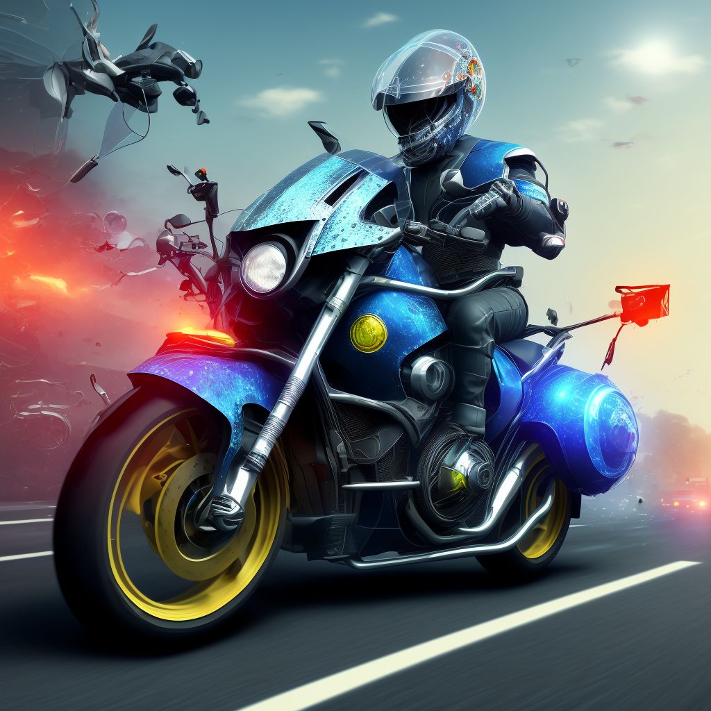 Unspecified rider of other motorcycle injured in collision with pedestrian or animal in traffic accident, initial encounter digital illustration