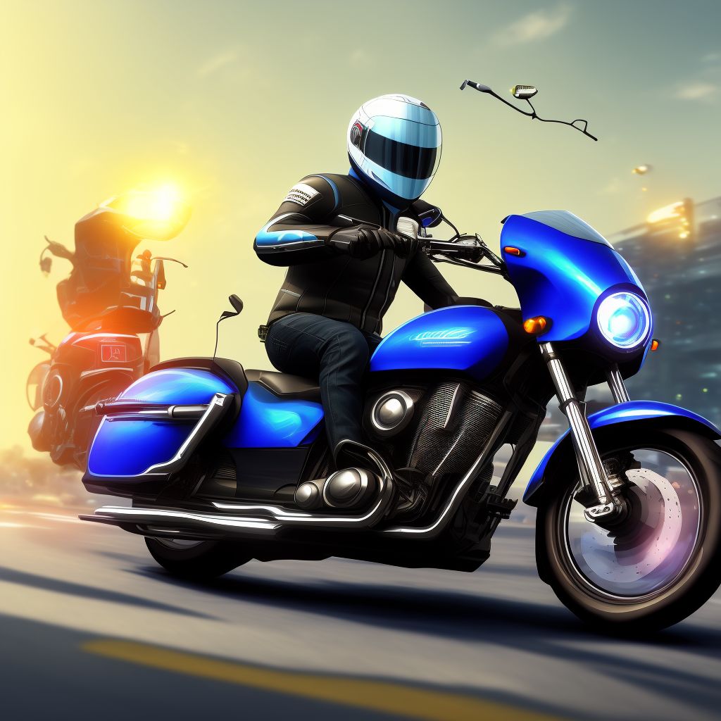 Unspecified rider of other motorcycle injured in collision with pedestrian or animal in traffic accident, sequela digital illustration