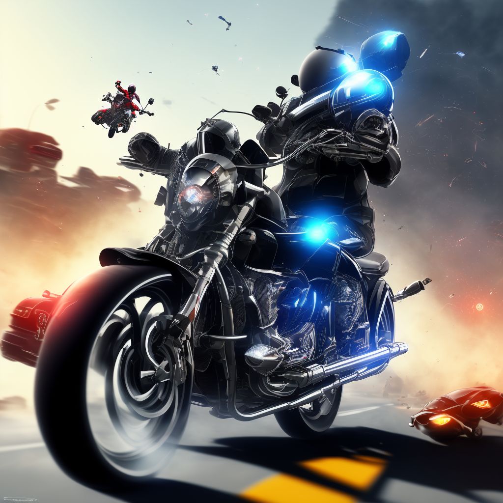 Unspecified motorcycle rider injured in collision with pedestrian or animal in traffic accident, initial encounter digital illustration