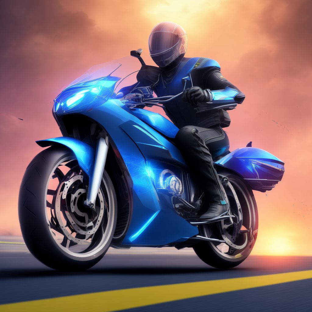 Motorcycle driver injured in collision with pedal cycle in nontraffic accident, initial encounter digital illustration