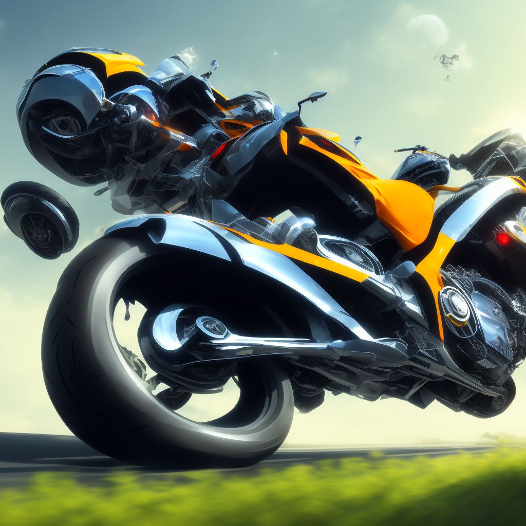 Other motorcycle passenger injured in collision with pedal cycle in nontraffic accident, subsequent encounter digital illustration