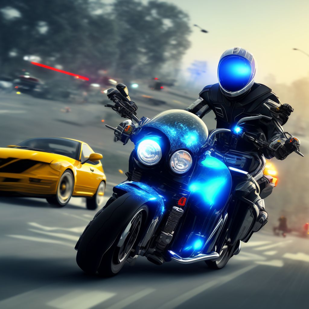 Unspecified motorcycle rider injured in collision with pedal cycle in nontraffic accident, subsequent encounter digital illustration