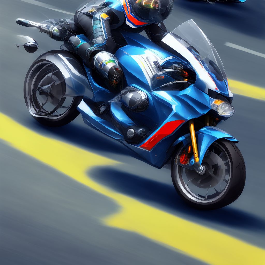 Other motorcycle driver injured in collision with pedal cycle in traffic accident, sequela digital illustration