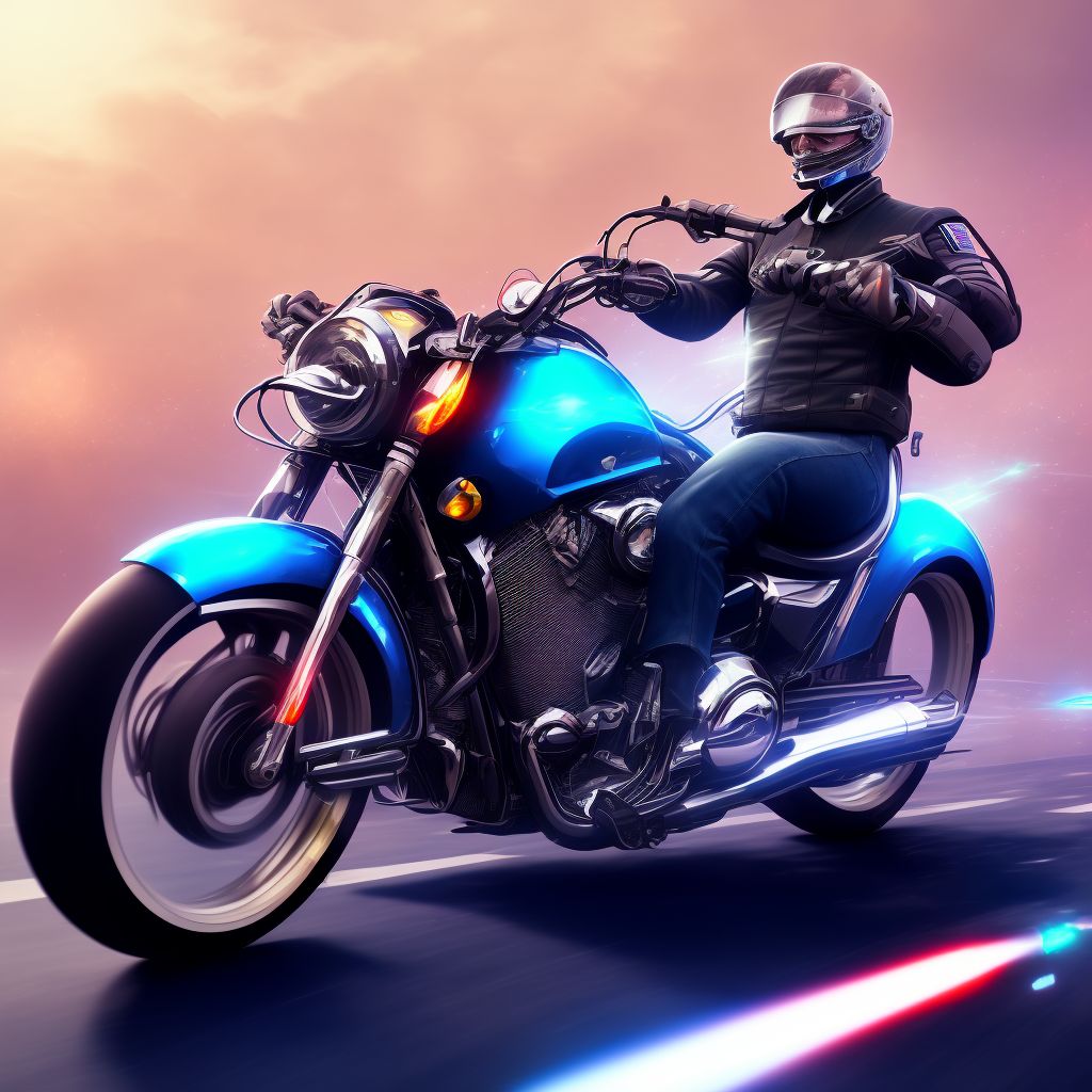 Unspecified motorcycle rider injured in collision with pedal cycle in traffic accident, subsequent encounter digital illustration