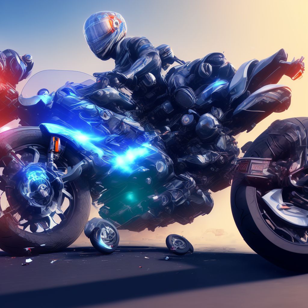 Other motorcycle driver injured in collision with two- or three-wheeled motor vehicle in nontraffic accident, subsequent encounter digital illustration