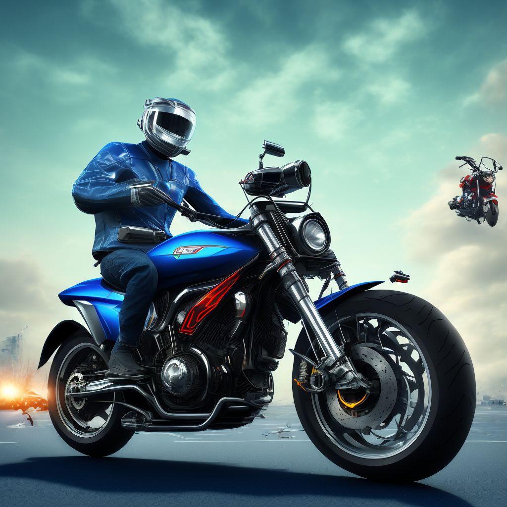 Other motorcycle passenger injured in collision with car, pick-up truck or van in nontraffic accident, subsequent encounter digital illustration