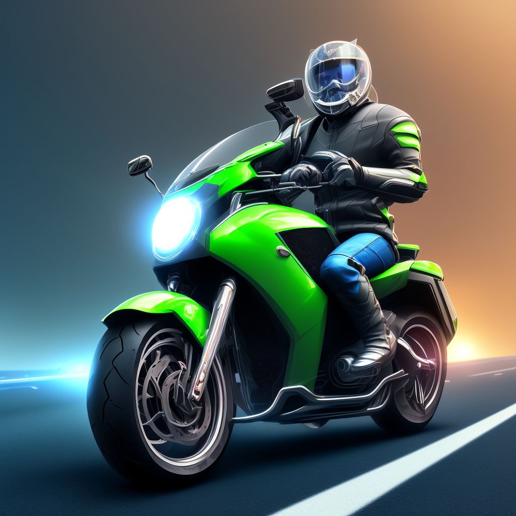 Unspecified rider of other motorcycle injured in collision with car, pick-up truck or van in nontraffic accident, initial encounter digital illustration