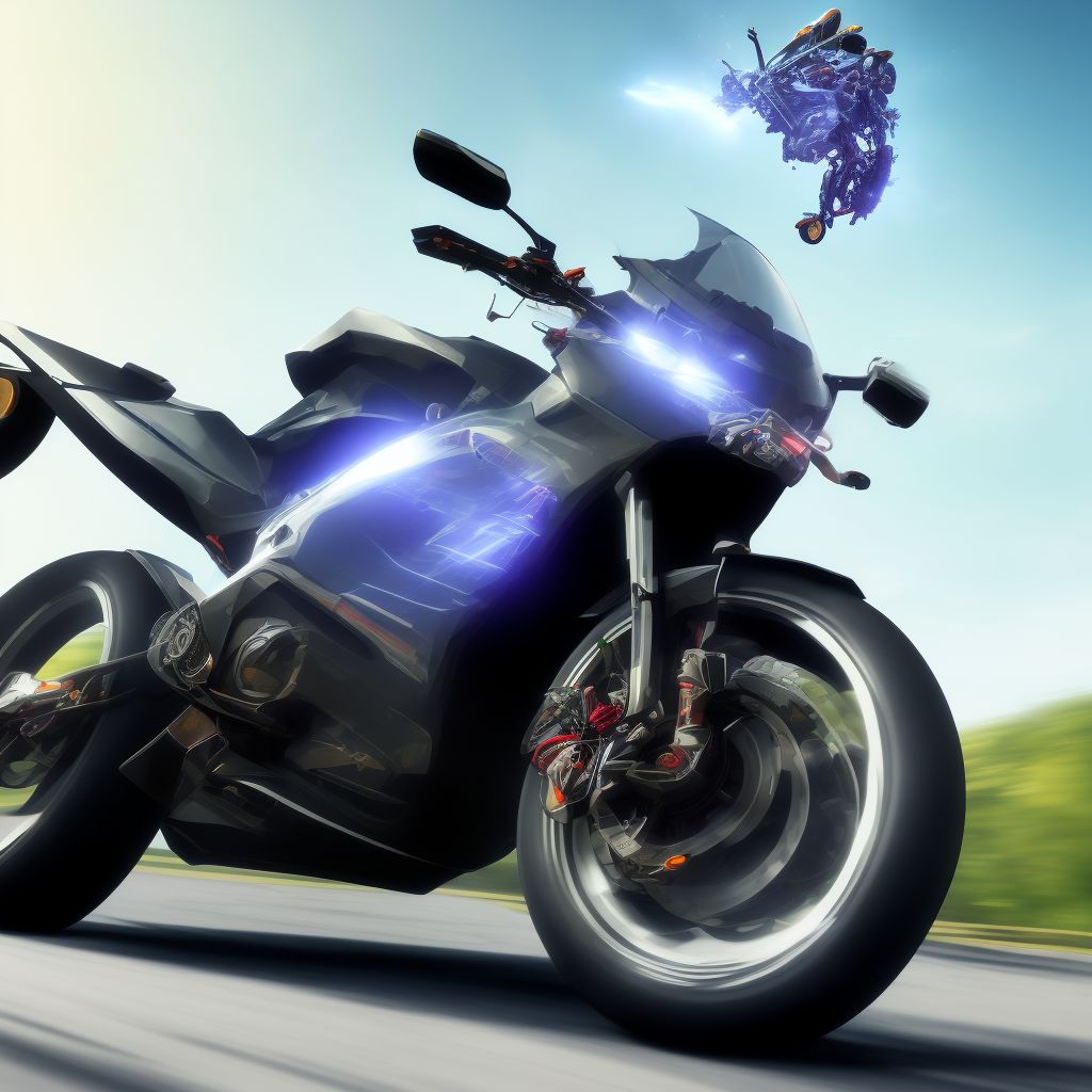 Unspecified rider of other motorcycle injured in collision with car, pick-up truck or van in nontraffic accident, subsequent encounter digital illustration