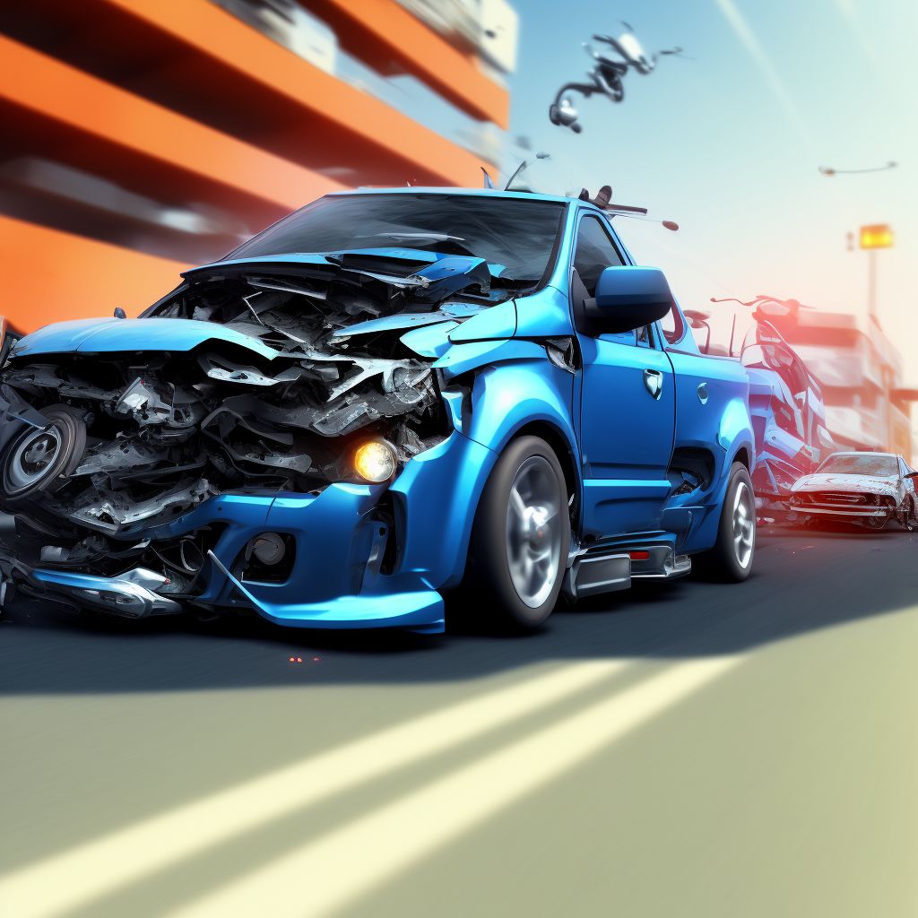 Other motorcycle driver injured in collision with car, pick-up truck or van in traffic accident, subsequent encounter digital illustration