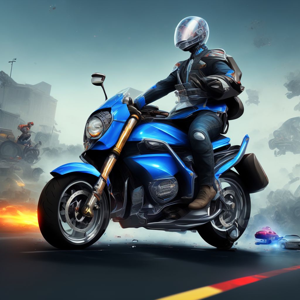 Unspecified rider of other motorcycle injured in collision with car, pick-up truck or van in traffic accident, initial encounter digital illustration