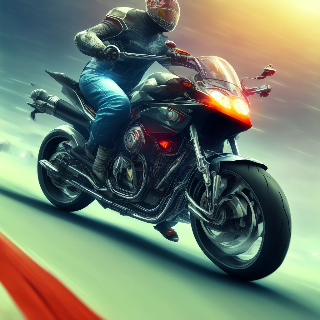 Other motorcycle driver injured in collision with other nonmotor vehicle in nontraffic accident, initial encounter digital illustration