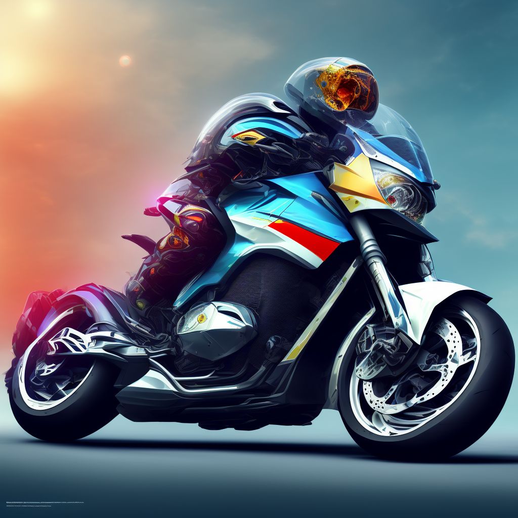 Other motorcycle driver injured in collision with other nonmotor vehicle in nontraffic accident, subsequent encounter digital illustration