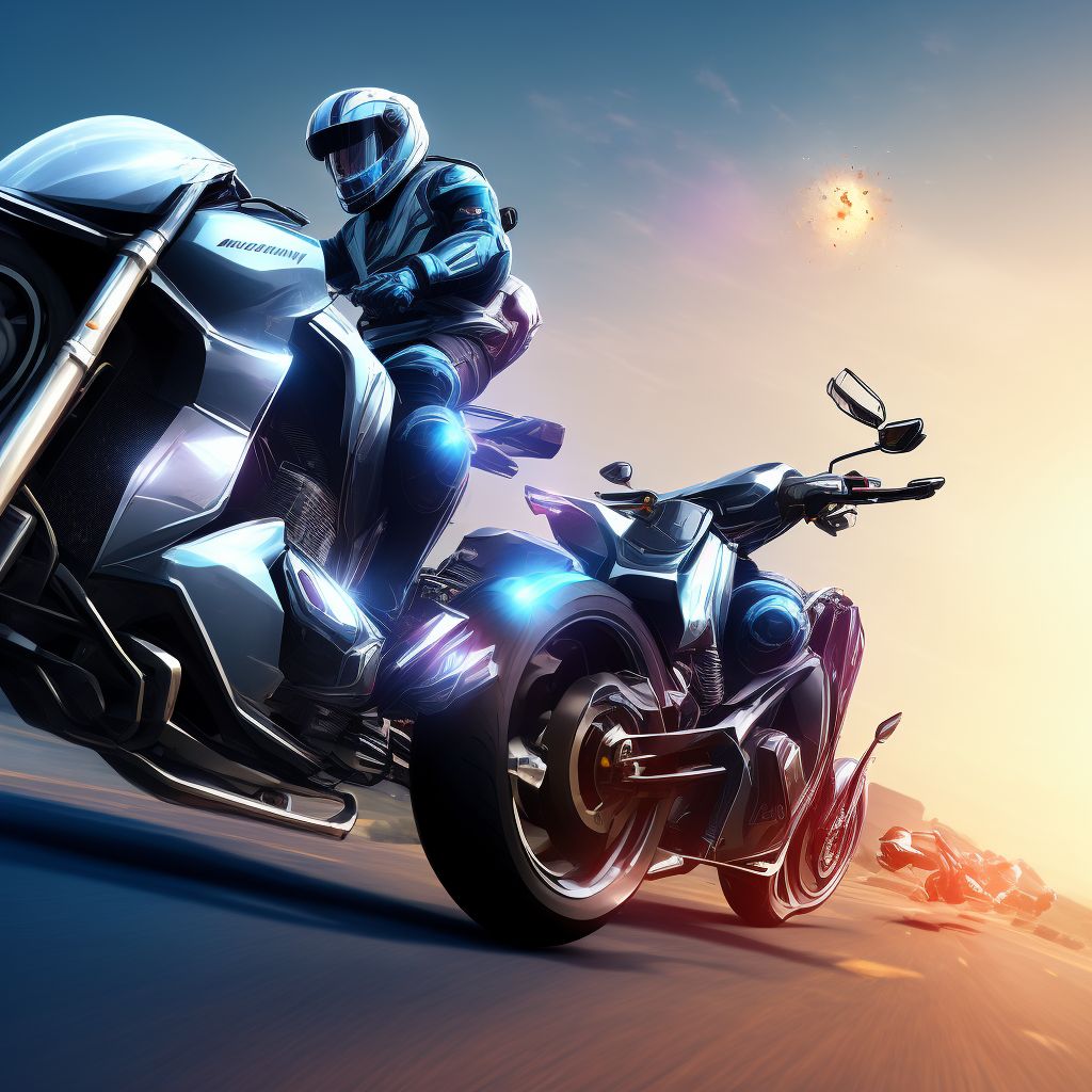 Other motorcycle passenger injured in collision with other nonmotor vehicle in nontraffic accident, initial encounter digital illustration