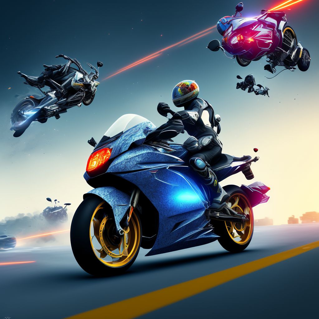 Other motorcycle passenger injured in collision with other nonmotor vehicle in nontraffic accident, subsequent encounter digital illustration