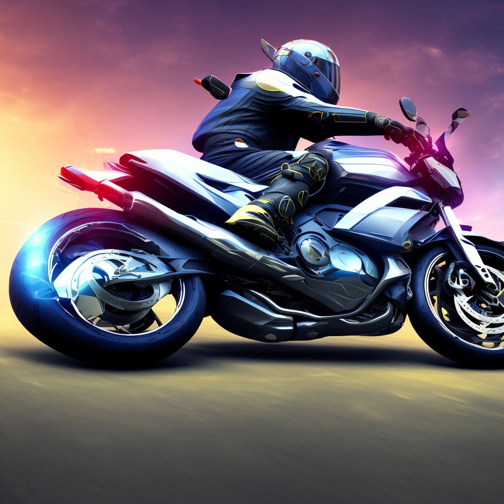 Motorcycle passenger injured in collision with other nonmotor vehicle in nontraffic accident, sequela digital illustration