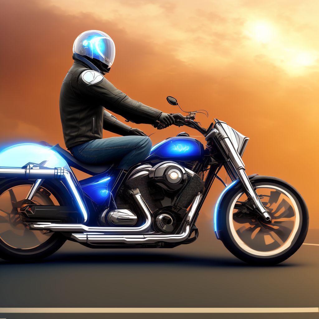 Unspecified motorcycle rider injured in collision with other nonmotor vehicle in nontraffic accident, initial encounter digital illustration