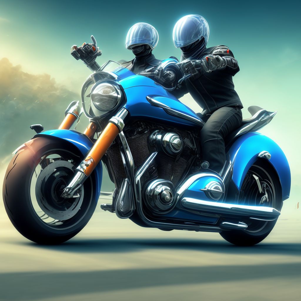 Unspecified motorcycle rider injured in collision with other nonmotor vehicle in nontraffic accident, subsequent encounter digital illustration