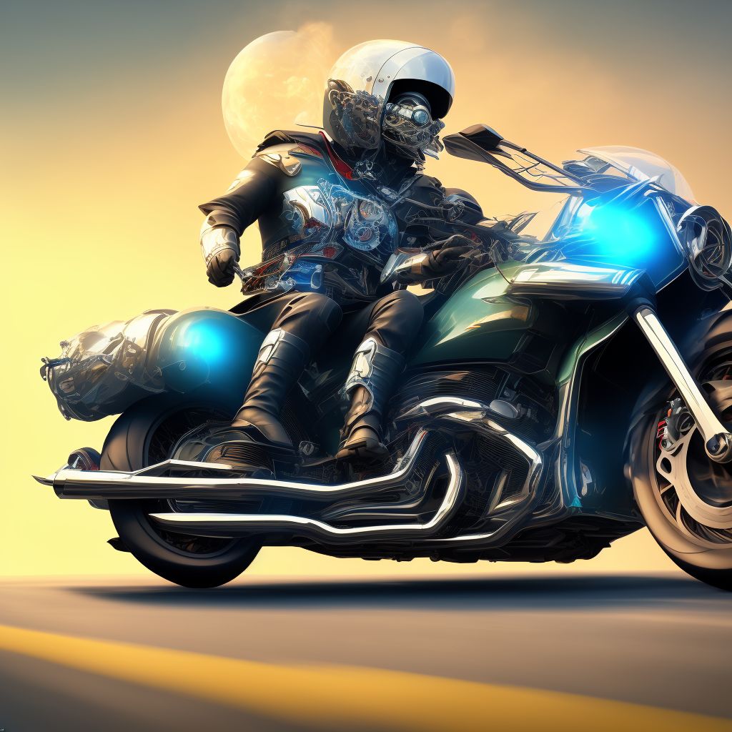 Unspecified motorcycle rider injured in collision with other nonmotor vehicle in nontraffic accident, sequela digital illustration