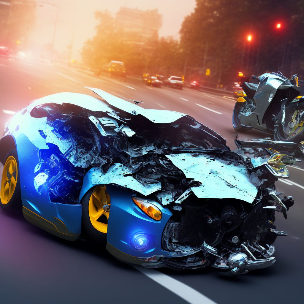 Other motorcycle driver injured in collision with other nonmotor vehicle in traffic accident, subsequent encounter digital illustration