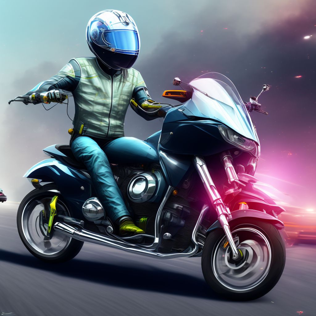 Motorcycle driver injured in collision with other nonmotor vehicle in traffic accident, sequela digital illustration