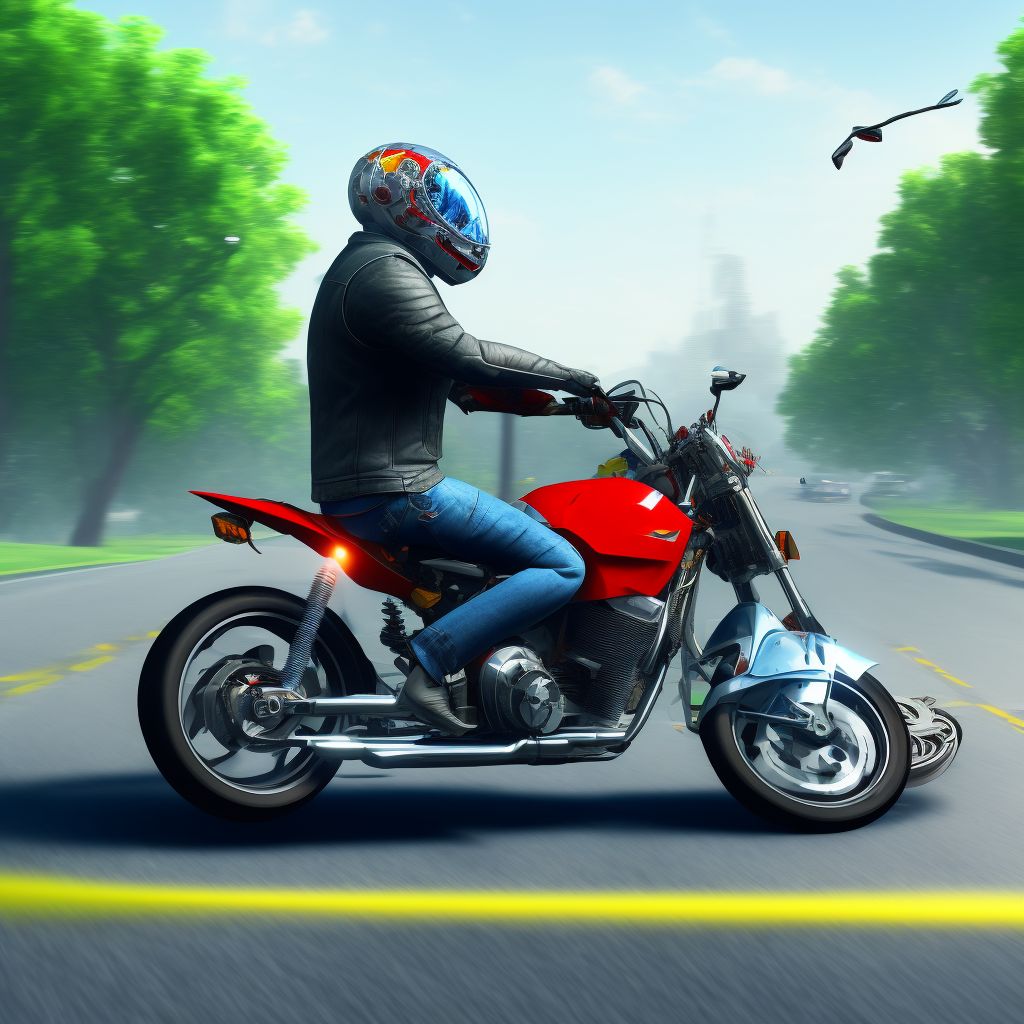 Other motorcycle passenger injured in collision with other nonmotor vehicle in traffic accident, sequela digital illustration