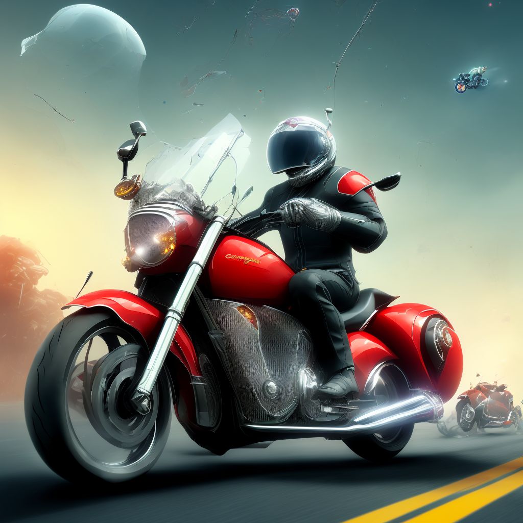 Unspecified rider of other motorcycle injured in collision with other nonmotor vehicle in traffic accident, initial encounter digital illustration