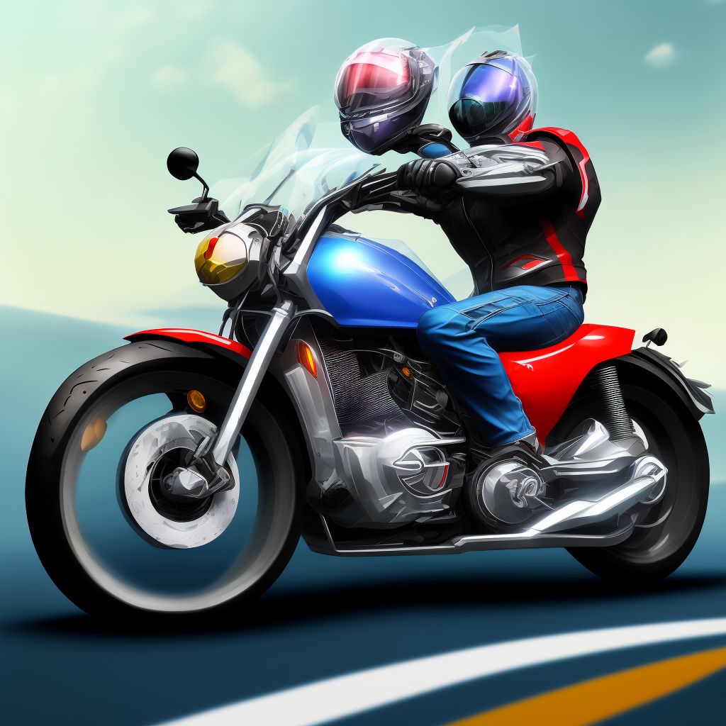 Unspecified rider of other motorcycle injured in collision with other nonmotor vehicle in traffic accident, sequela digital illustration