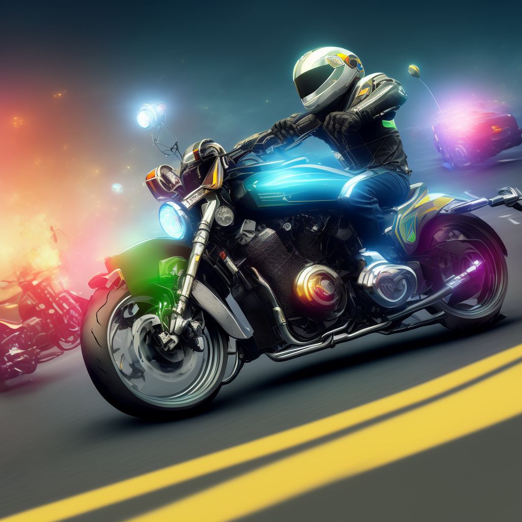 Unspecified motorcycle rider injured in collision with other nonmotor vehicle in traffic accident, sequela digital illustration