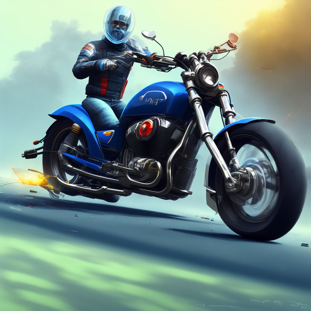 Other motorcycle passenger injured in collision with fixed or stationary object in nontraffic accident, initial encounter digital illustration