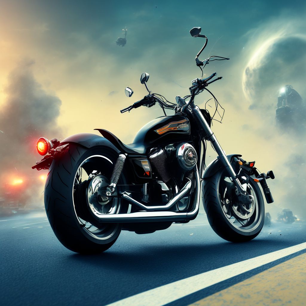 Other motorcycle passenger injured in collision with fixed or stationary object in nontraffic accident, subsequent encounter digital illustration