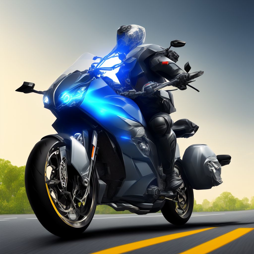 Unspecified rider of other motorcycle injured in collision with fixed or stationary object in nontraffic accident, initial encounter digital illustration