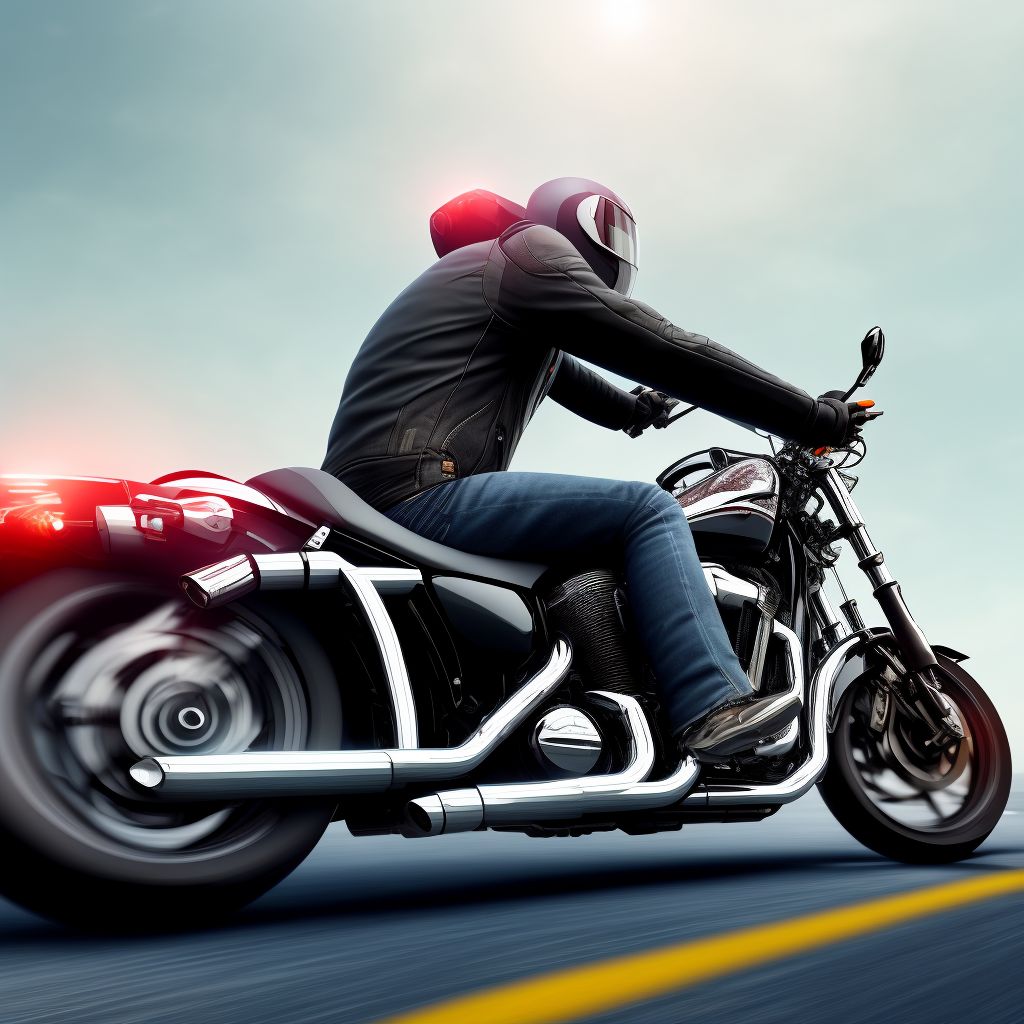 Unspecified motorcycle rider injured in collision with fixed or stationary object in nontraffic accident, subsequent encounter digital illustration