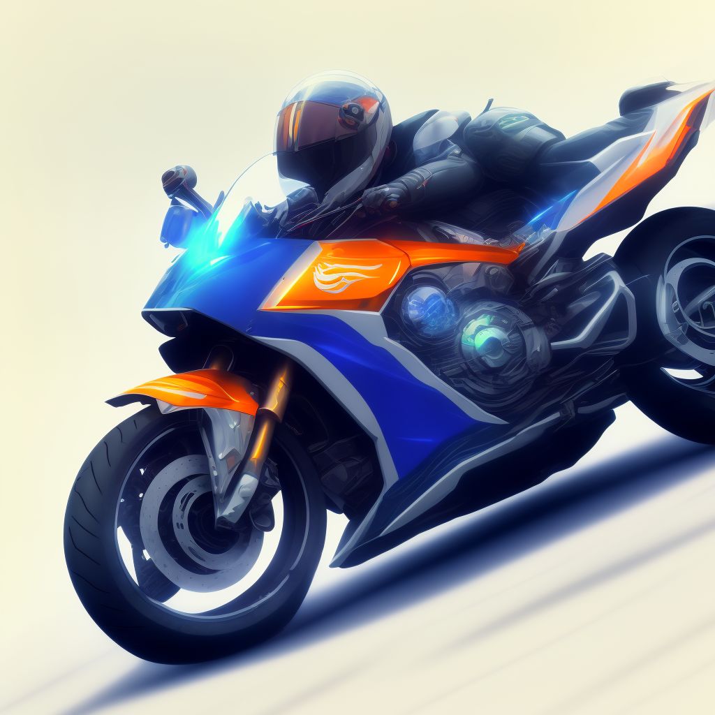 Unspecified rider of other motorcycle injured in collision with fixed or stationary object in traffic accident, initial encounter digital illustration