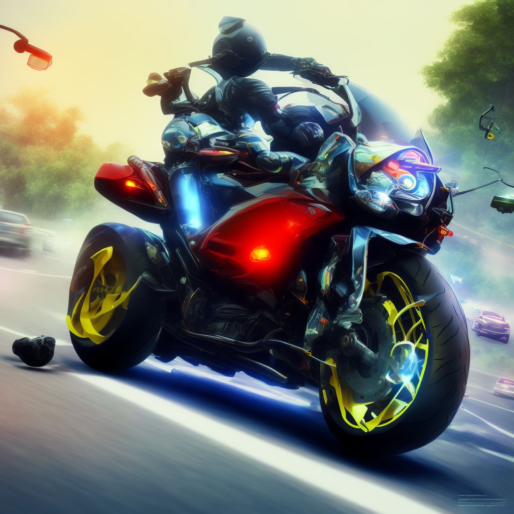 Other motorcycle driver injured in noncollision transport accident in nontraffic accident, initial encounter digital illustration