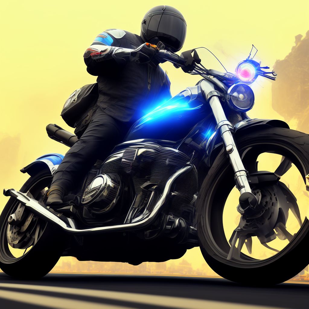 Motorcycle driver injured in noncollision transport accident in nontraffic accident, initial encounter digital illustration