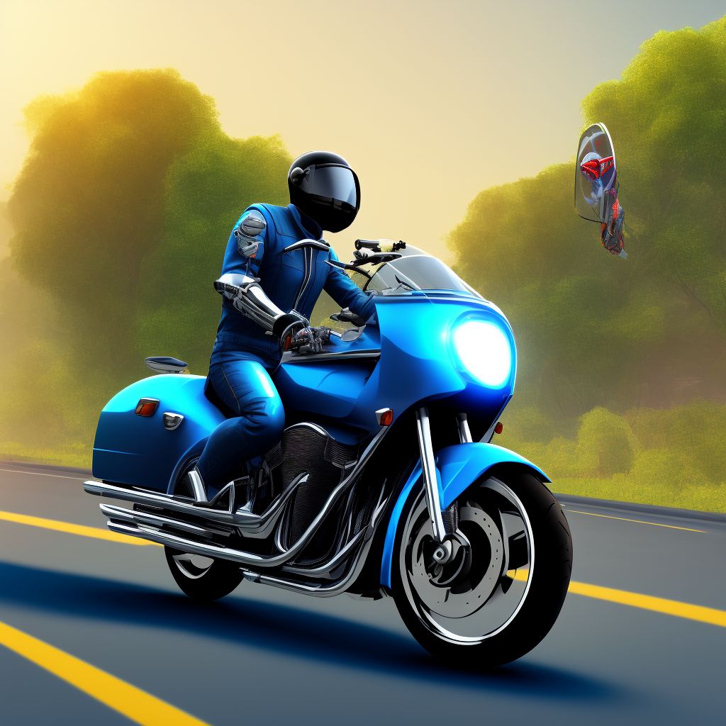 Motorcycle driver injured in noncollision transport accident in nontraffic accident, subsequent encounter digital illustration