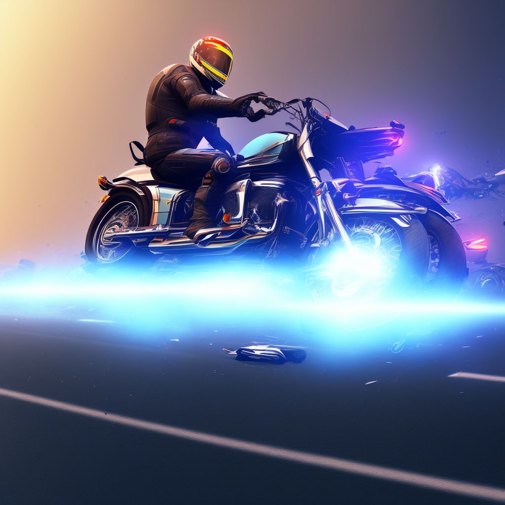 Other motorcycle passenger injured in noncollision transport accident in nontraffic accident, subsequent encounter digital illustration