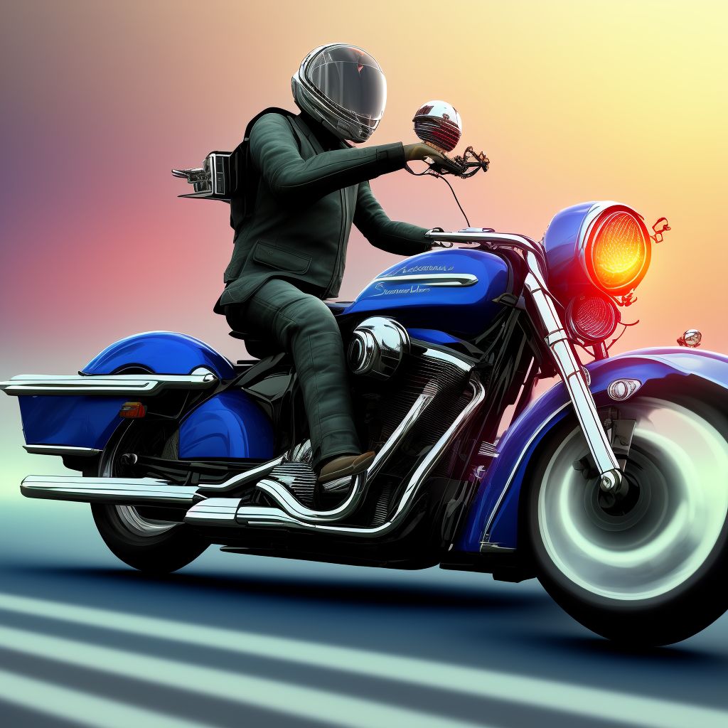 Motorcycle passenger injured in noncollision transport accident in nontraffic accident, sequela digital illustration