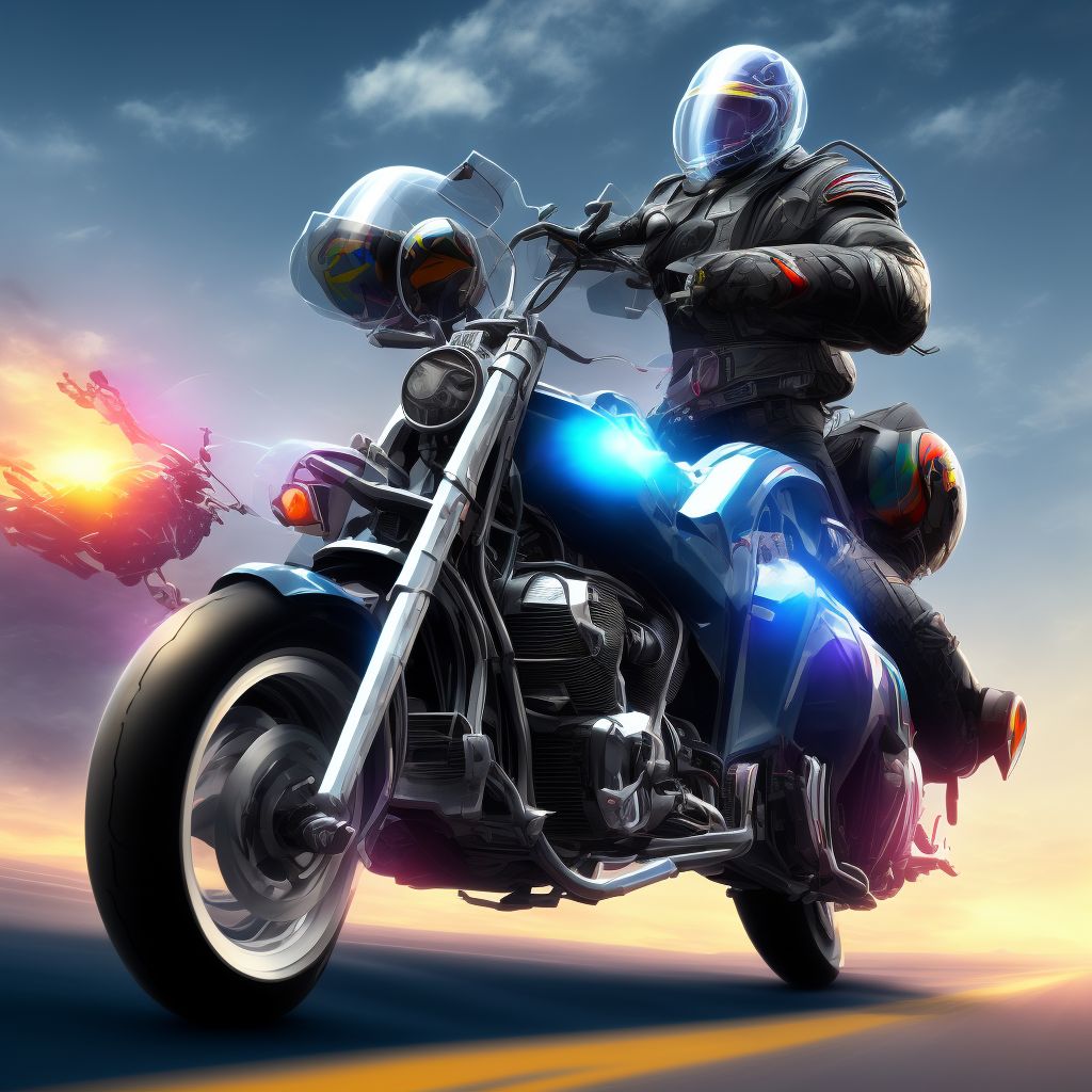 Person boarding or alighting a motorcycle injured in noncollision transport accident, subsequent encounter digital illustration